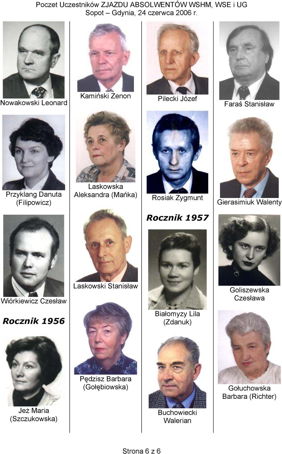 Laskowski Stanisław Goliszewska Czesława Rocznik 1956 Białomyzy Lila (Zdanuk) Pędzisz Barbara