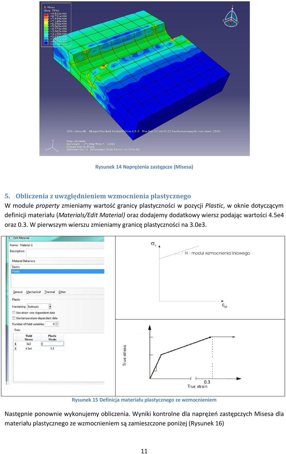 definicji materiału (Materials/Edit Material) oraz dodajemy dodatkowy wiersz podając wartości 4.5e4 oraz 0.3.