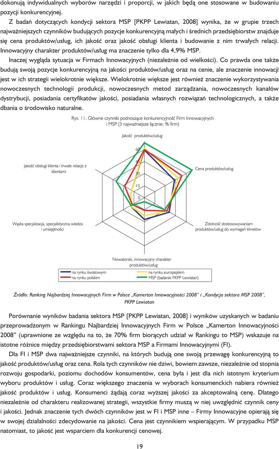 cena produktów/usług, ich jakość oraz jakość obsługi klienta i budowanie z nim trwałych relacji. Innowacyjny charakter produktów/usług ma znaczenie tylko dla 4,9% MSP.