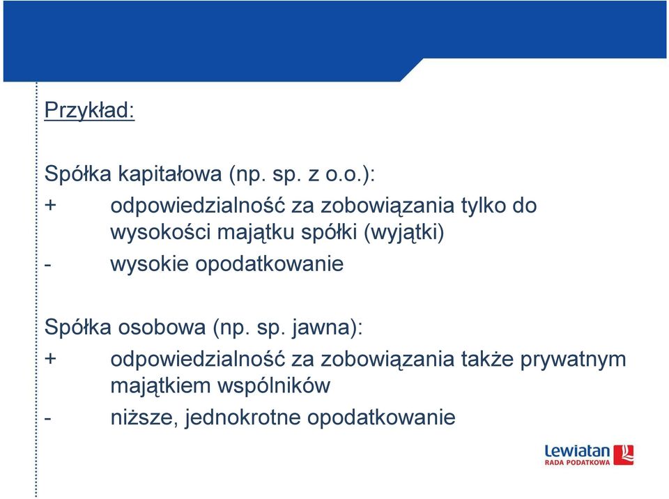 o.): + odpowiedzialność za zobowiązania tylko do wysokości majątku