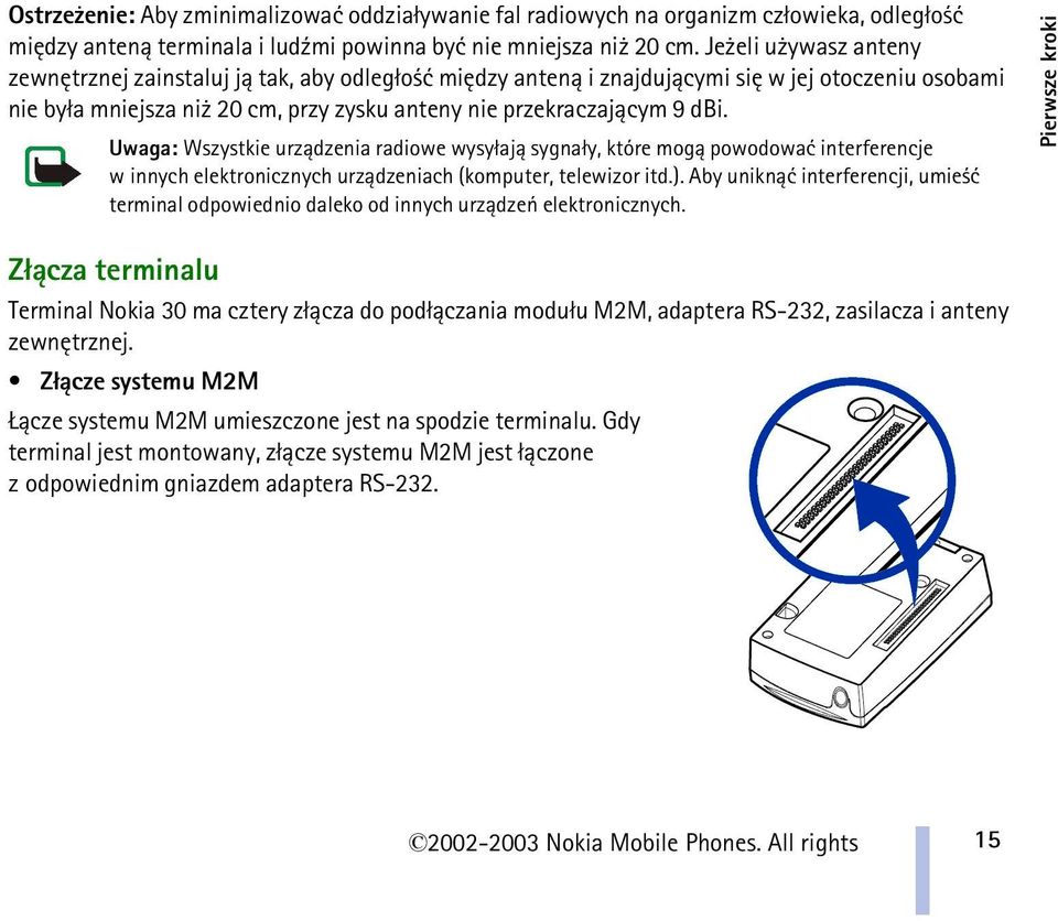 Uwaga: Wszystkie urz±dzenia radiowe wysy³aj± sygna³y, które mog± powodowaæ interferencje w innych elektronicznych urz±dzeniach (komputer, telewizor itd.).