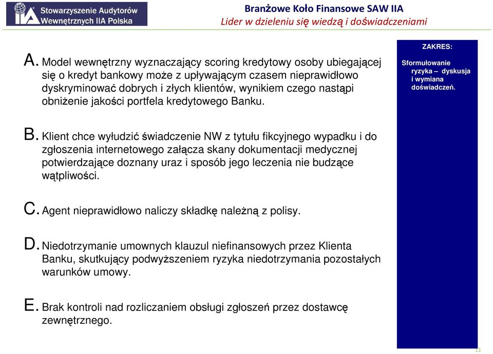 Klient chce wyłudzićświadczenie NW z tytułu fikcyjnego wypadku i do zgłoszenia internetowego załącza skany dokumentacji medycznej potwierdzające doznany uraz i sposób jego leczenia nie budzące