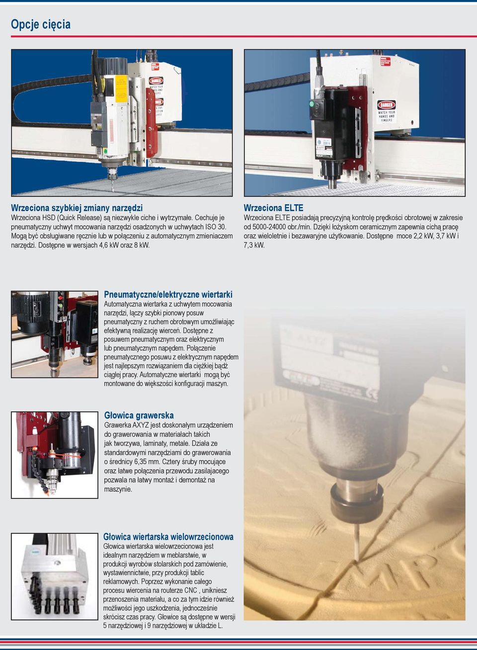 Wrzeciona ELTE Wrzeciona ELTE posiadają precyzyjną kontrolę prędkości obrotowej w zakresie od 5000-24000 obr./min.