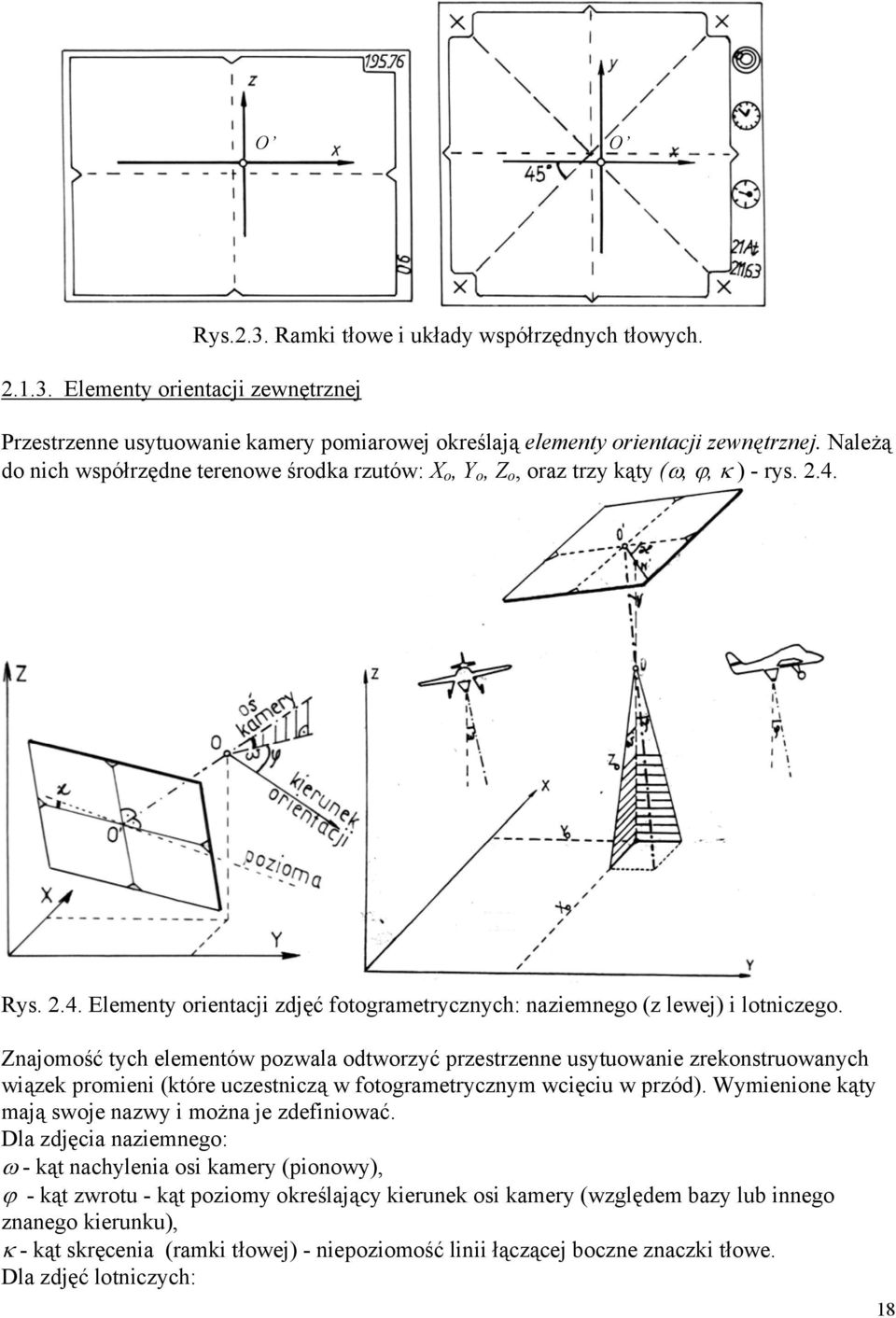 Znajomość tych elementów pozwala odtworzyć przestrzenne usytuowanie zrekonstruowanych wiązek promieni (które uczestniczą w fotogrametrycznym wcięciu w przód).