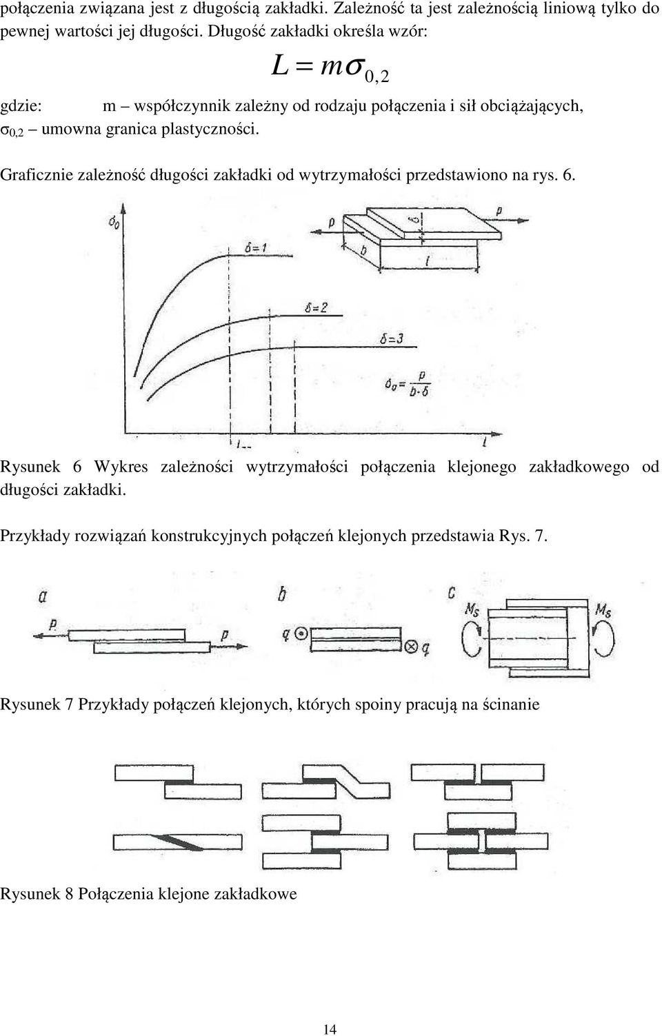 Graficznie zależność długości zakładki od wytrzymałości przedstawiono na rys. 6.