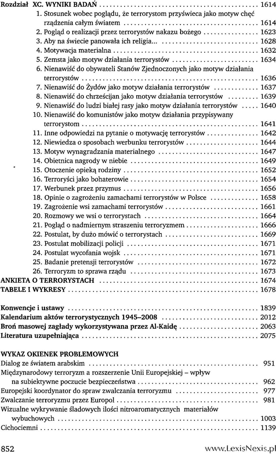 Nienawiść do obywateli Stanów Zjednoczonych jako motyw działania terrorystów 1636 7. Nienawiść do Żydów jako motyw działania terrorystów 1637 8.