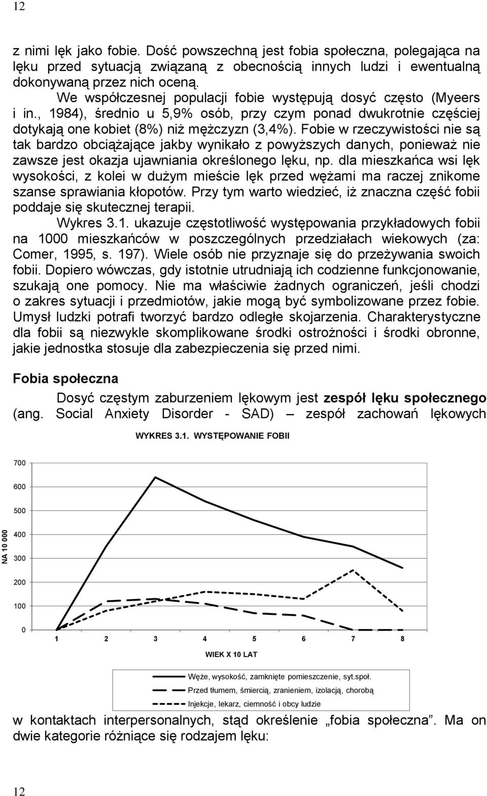 Fobie w rzeczywistości nie są tak bardzo obciążające jakby wynikało z powyższych danych, ponieważ nie zawsze jest okazja ujawniania określonego lęku, np.