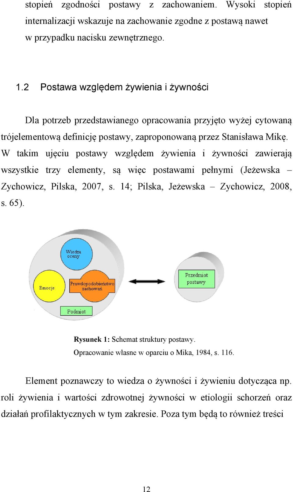 W takim ujęciu postawy względem żywienia i żywności zawierają wszystkie trzy elementy, są więc postawami pełnymi (Jeżewska Zychowicz, Pilska, 2007, s. 14; Pilska, Jeżewska Zychowicz, 2008, s. 65).
