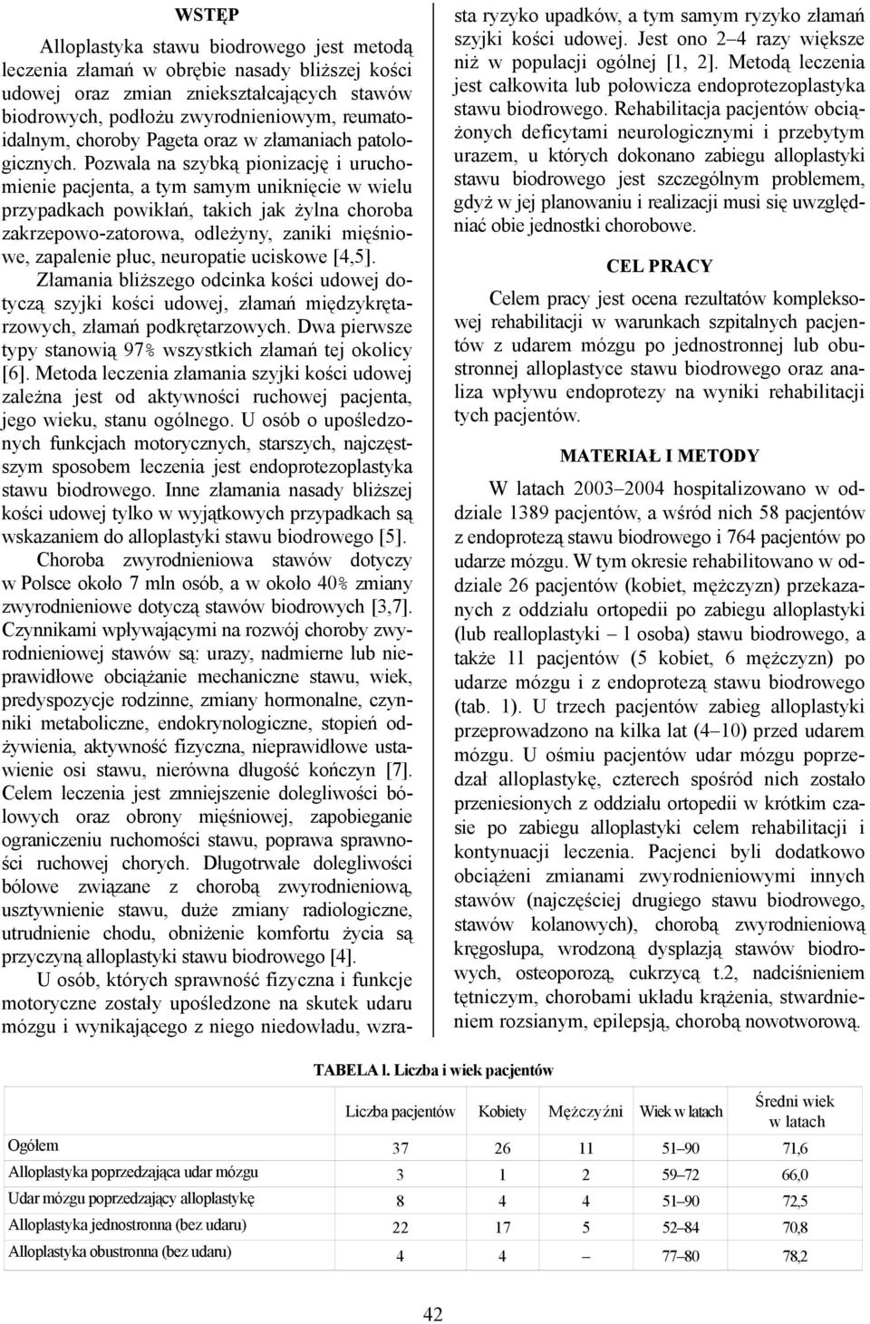 Pozwala na szybką pionizację i uruchomienie pacjenta, a tym samym uniknięcie w wielu przypadkach powikłań, takich jak żylna choroba zakrzepowo-zatorowa, odleżyny, zaniki mięśniowe, zapalenie płuc,