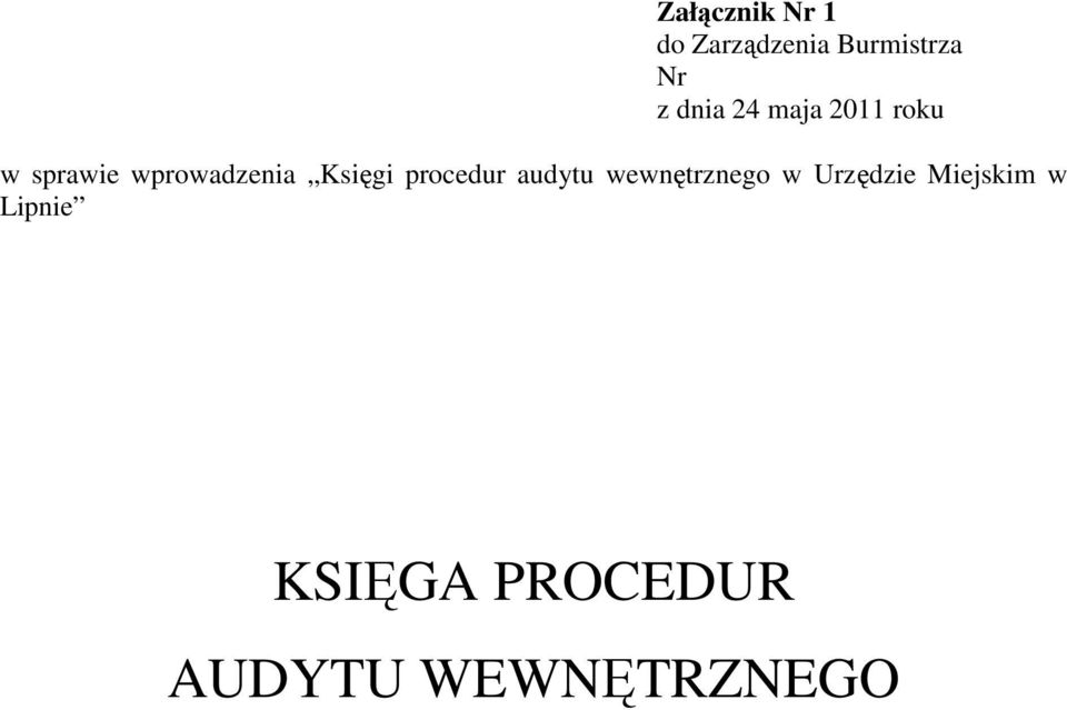 Księgi procedur audytu wewnętrznego w Urzędzie