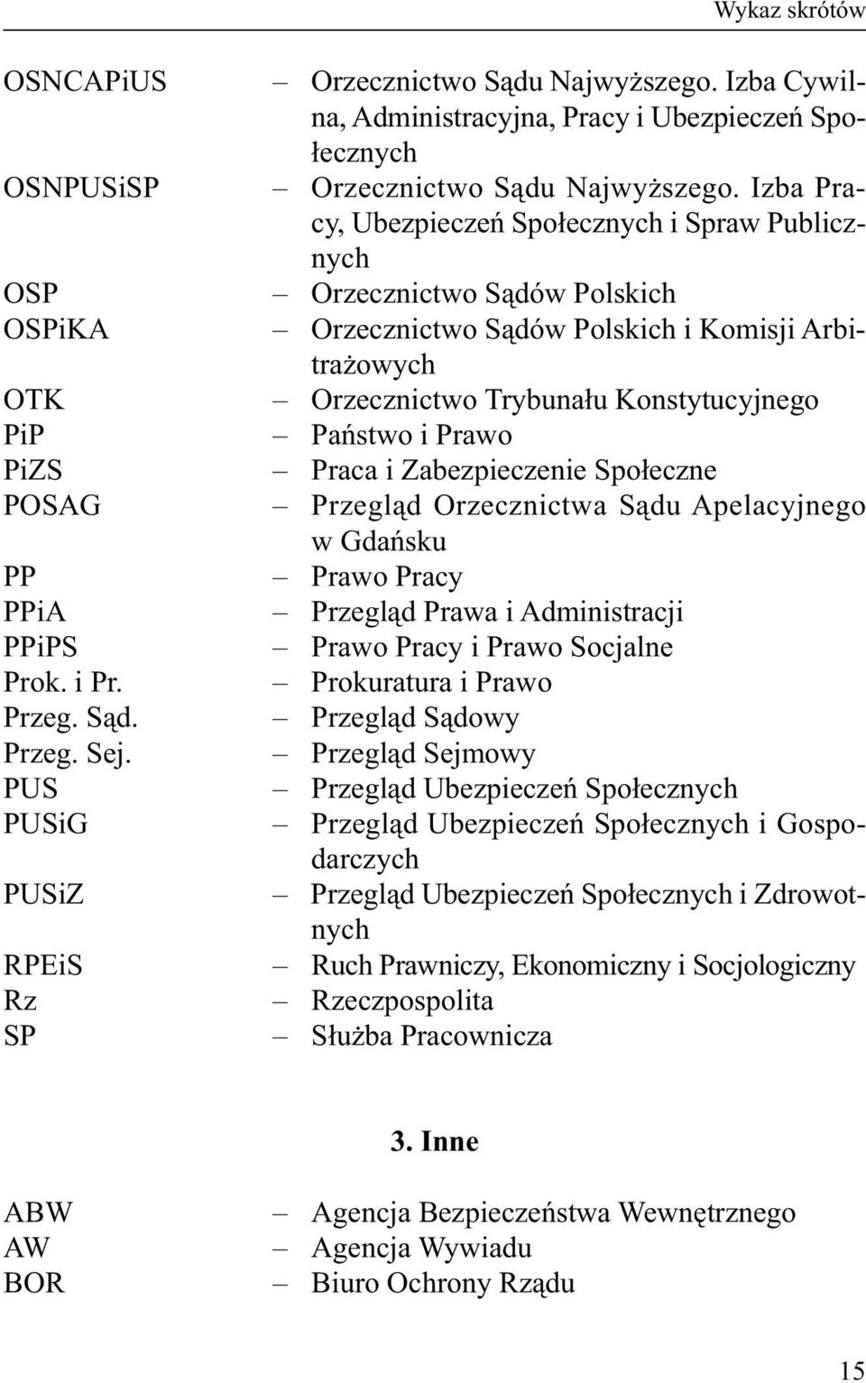 Izba Pracy, Ubezpieczeń Społecznych i Spraw Publicznych Orzecznictwo Sądów Polskich Orzecznictwo Sądów Polskich i Komisji Arbitrażowych Orzecznictwo Trybunału Konstytucyjnego Państwo i Prawo Praca i