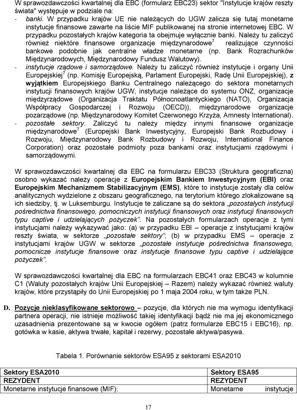 W przypadku pozostałych krajów kategoria ta obejmuje wyłącznie banki.