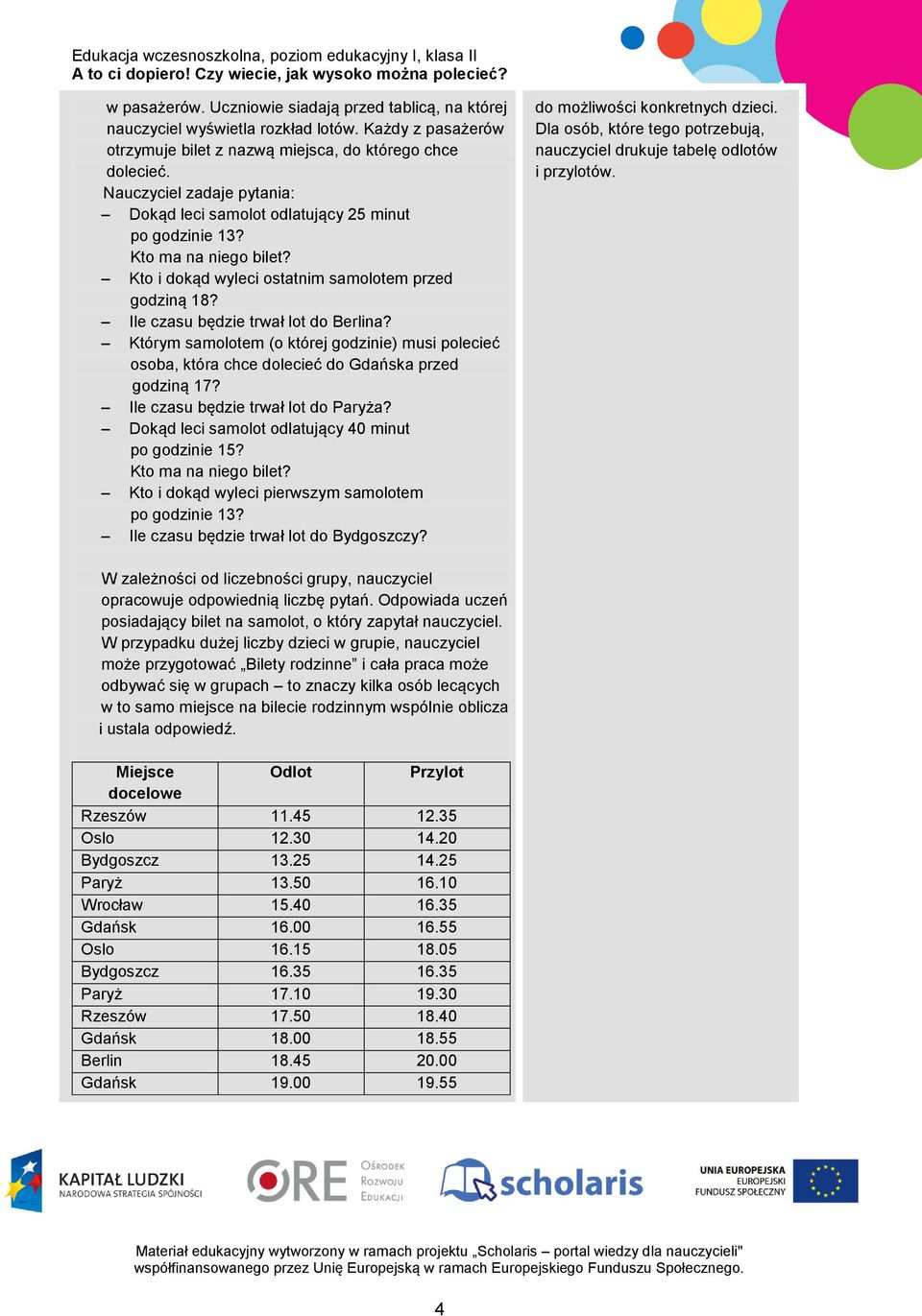 Którym samolotem (o której godzinie) musi polecieć osoba, która chce dolecieć do Gdańska przed godziną 17? Ile czasu będzie trwał lot do Paryża? Dokąd leci samolot odlatujący 40 minut po godzinie 15?