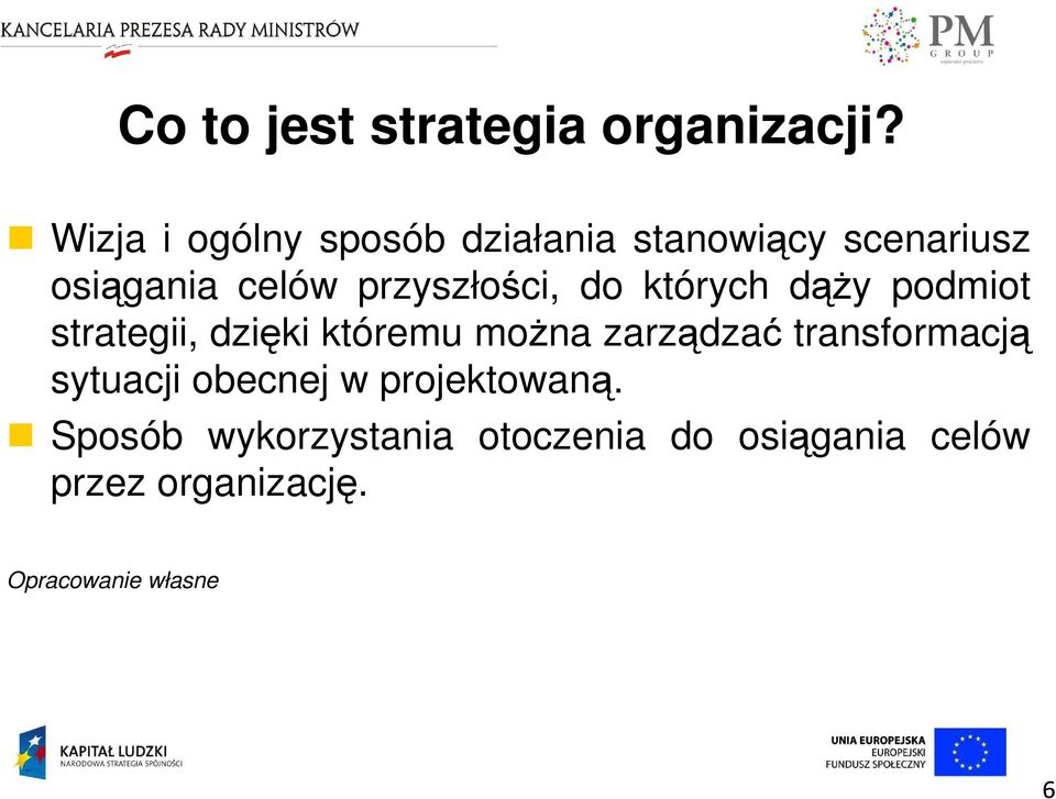 przyszłości, do których dąŝy podmiot strategii, dzięki któremu moŝna zarządzać