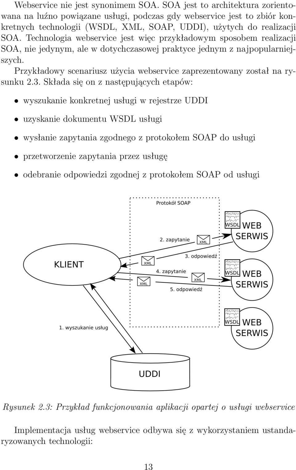 Technologia webservice jest więc przykładowym sposobem realizacji SOA, nie jedynym, ale w dotychczasowej praktyce jednym z najpopularniejszych.