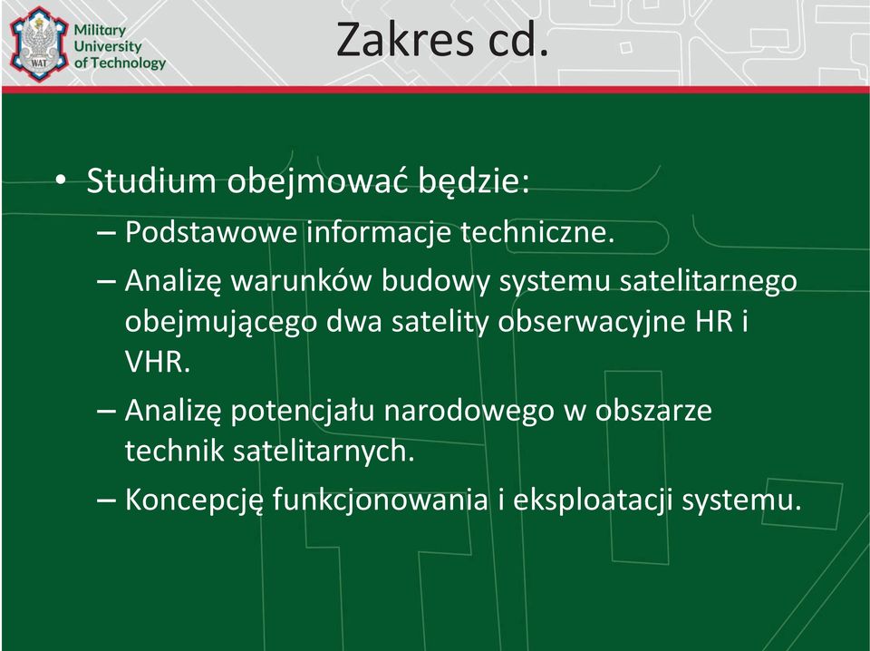 satelity obserwacyjne HR i VHR.