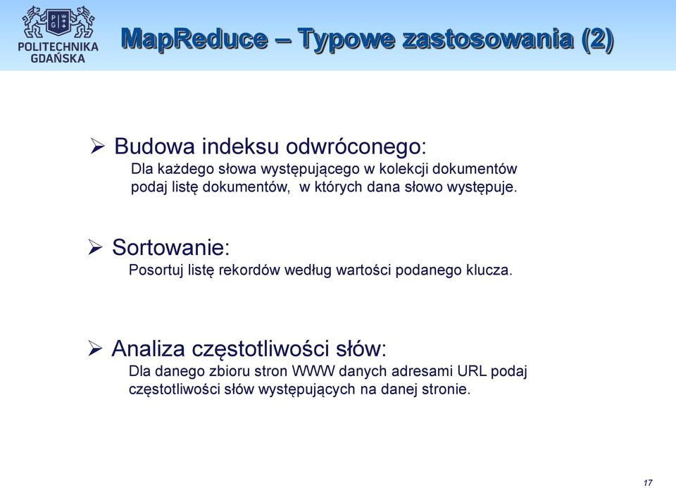 Sortowanie: Posortuj listę rekordów według wartości podanego klucza.