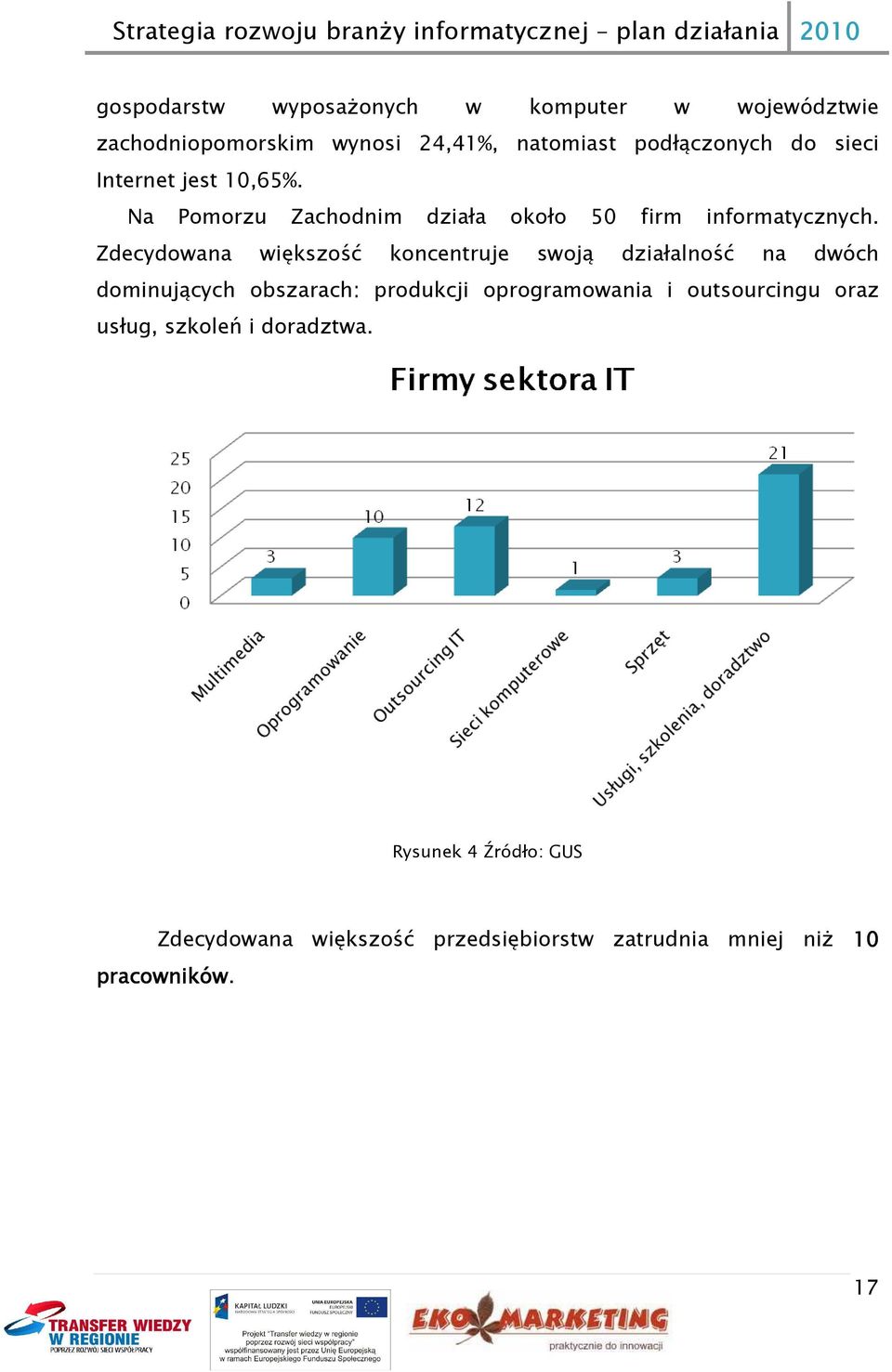 Zdecydowana większość koncentruje swoją działalność na dwóch dominujących obszarach: produkcji oprogramowania i