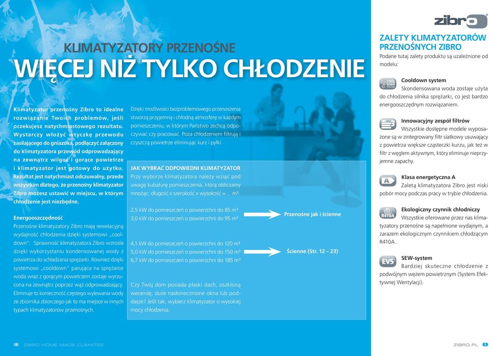 Rezultat jest natychmiast odczuwalny, przede wszystkim dlatego, że przenośny klimatyzator Zibro możesz ustawić w miejscu, w którym chłodzenie jest niezbędne.