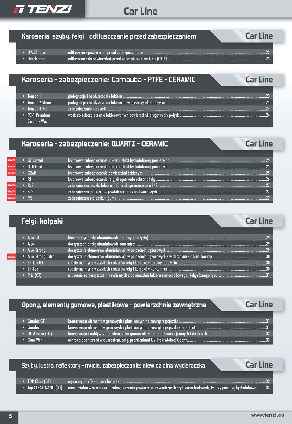 ..23 Tenzon 2 Shine pielęgnacja i nabłyszczanie lakieru zwiększony efekt połysku...24 Tenzon 3 Prot zabezpieczanie karoserii.