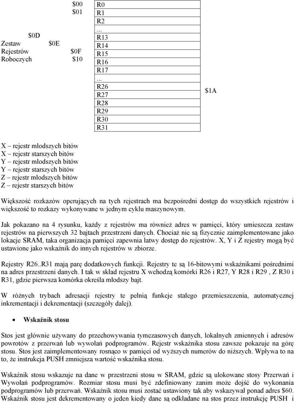 rozkazów operujących na tych rejestrach ma bezpośredni dostęp do wszystkich rejestrów i większość to rozkazy wykonywane w jednym cyklu maszynowym.