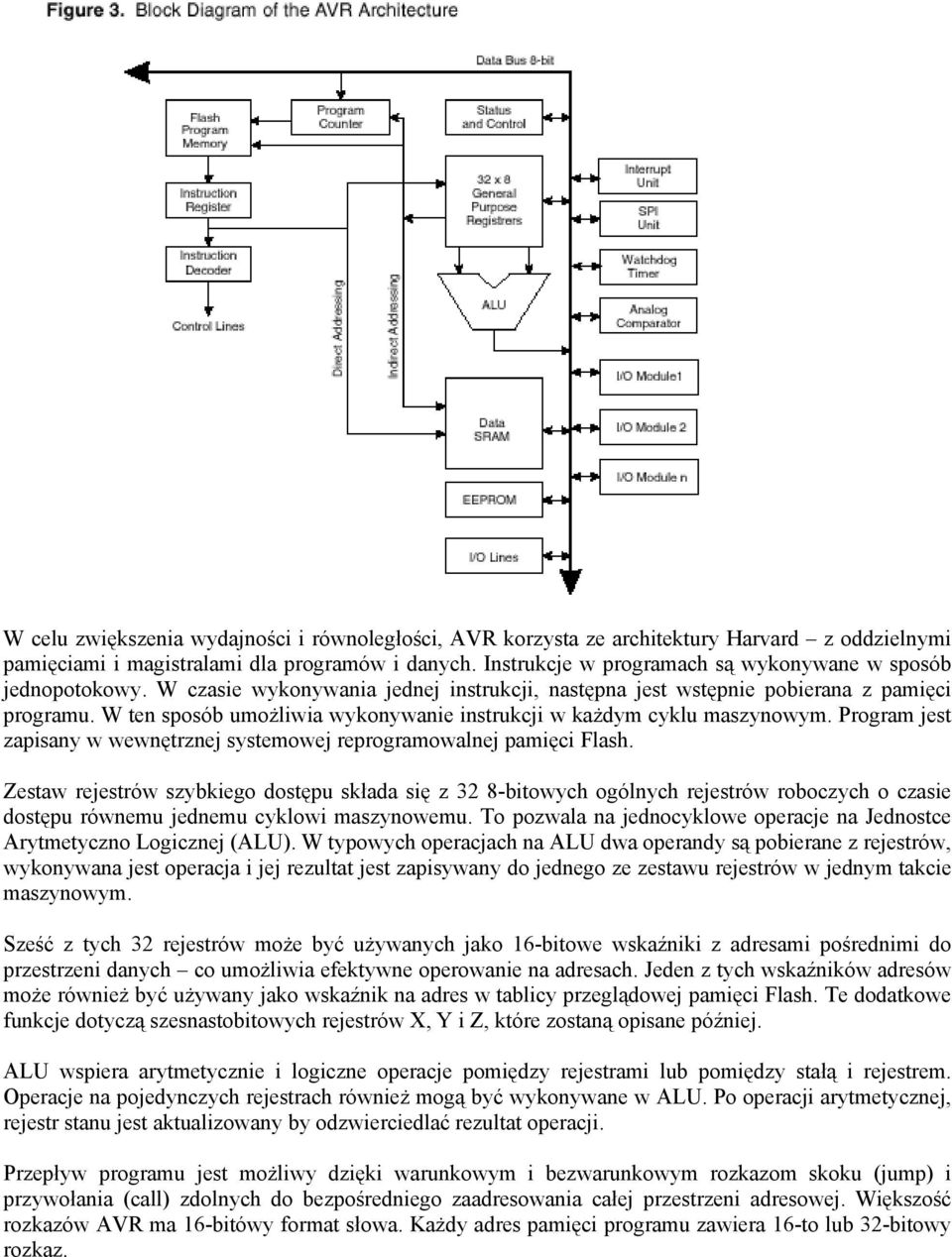 W ten sposób umożliwia wykonywanie instrukcji w każdym cyklu maszynowym. Program jest zapisany w wewnętrznej systemowej reprogramowalnej pamięci Flash.