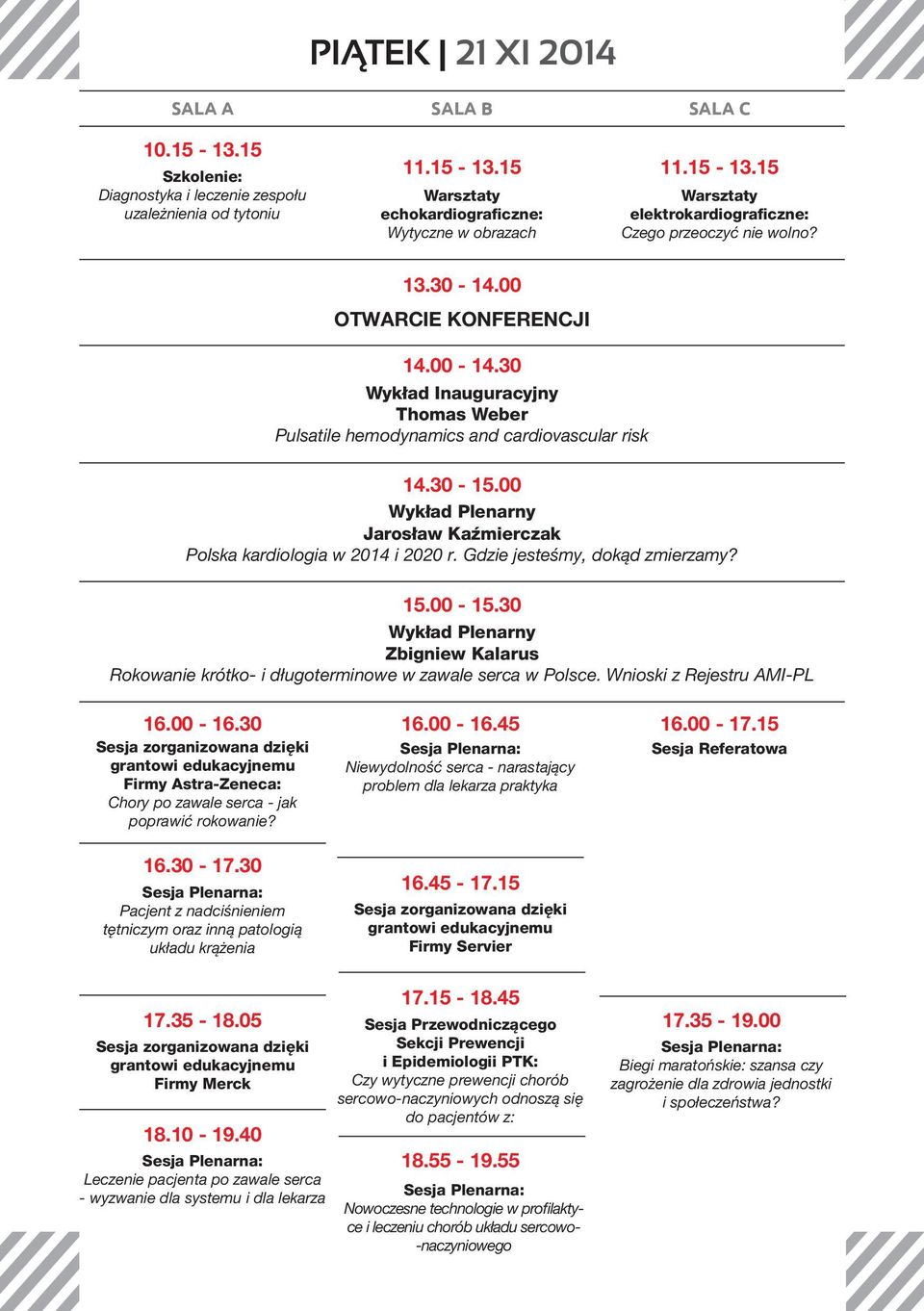 00 Wykład Plenarny Jarosław Kaźmierczak Polska kardiologia w 2014 i 2020 r. Gdzie jesteśmy, dokąd zmierzamy? 15.00-15.