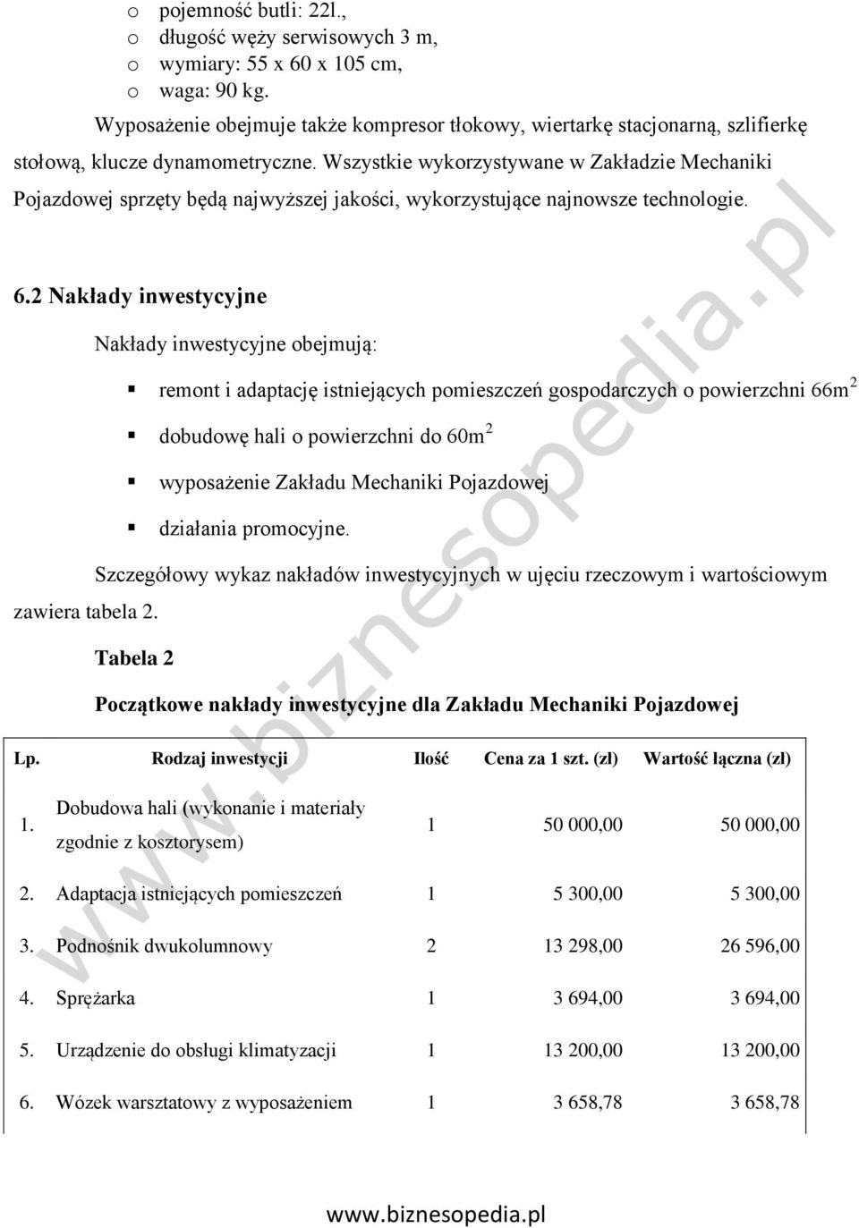 Wszystkie wykorzystywane w Zakładzie Mechaniki Pojazdowej sprzęty będą najwyższej jakości, wykorzystujące najnowsze technologie. 6.