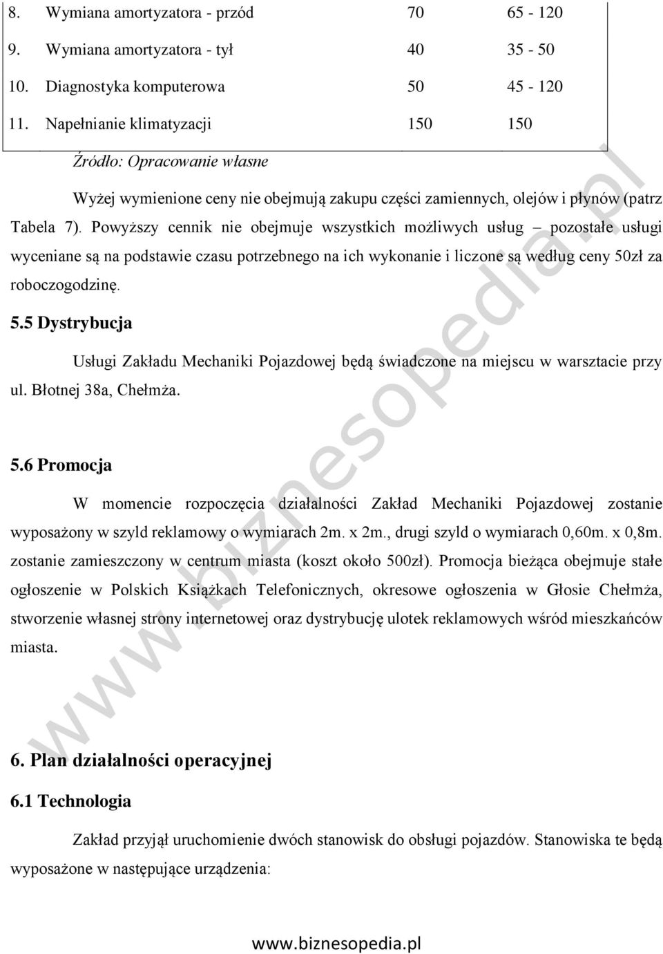 Powyższy cennik nie obejmuje wszystkich możliwych usług pozostałe usługi wyceniane są na podstawie czasu potrzebnego na ich wykonanie i liczone są według ceny 50