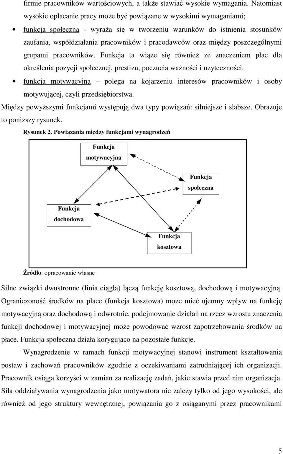 pracodawców oraz między poszczególnymi grupami pracowników. Funkcja ta wiąże się również ze znaczeniem płac dla określenia pozycji społecznej, prestiżu, poczucia ważności i użyteczności.