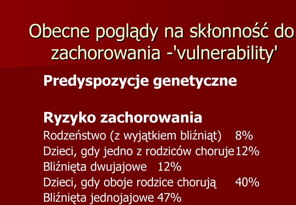 wyjątkiem bliźniąt) 8% Dzieci, gdy jedno z rodziców choruje12%