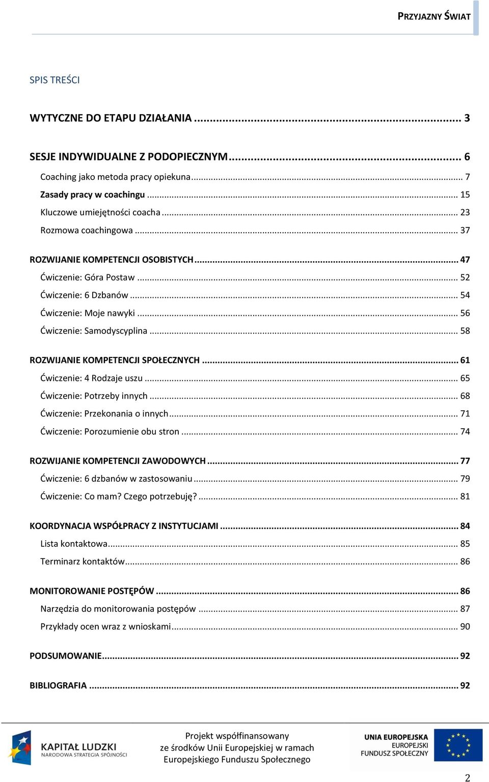 .. 58 ROZWIJANIE KOMPETENCJI SPOŁECZNYCH... 61 Ćwiczenie: 4 Rodzaje uszu... 65 Ćwiczenie: Potrzeby innych... 68 Ćwiczenie: Przekonania o innych... 71 Ćwiczenie: Porozumienie obu stron.