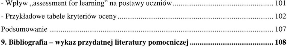 .. 101 - Przykładowe tabele kryteriów oceny.