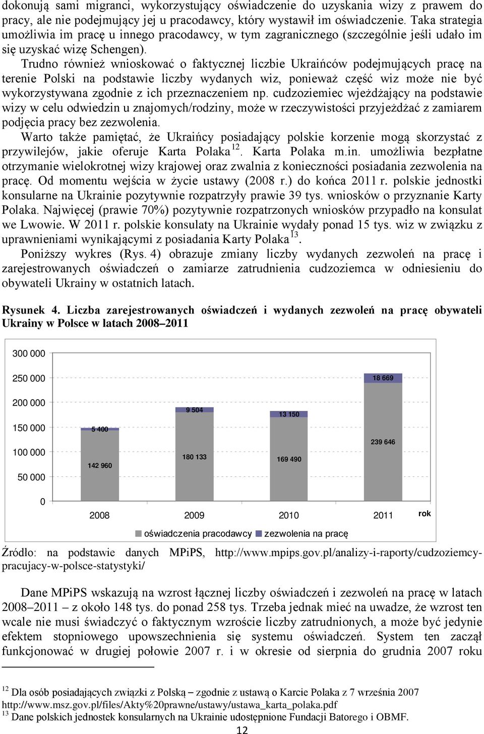 Trudno również wnioskować o faktycznej liczbie Ukraińców podejmujących pracę na terenie Polski na podstawie liczby wydanych wiz, ponieważ część wiz może nie być wykorzystywana zgodnie z ich