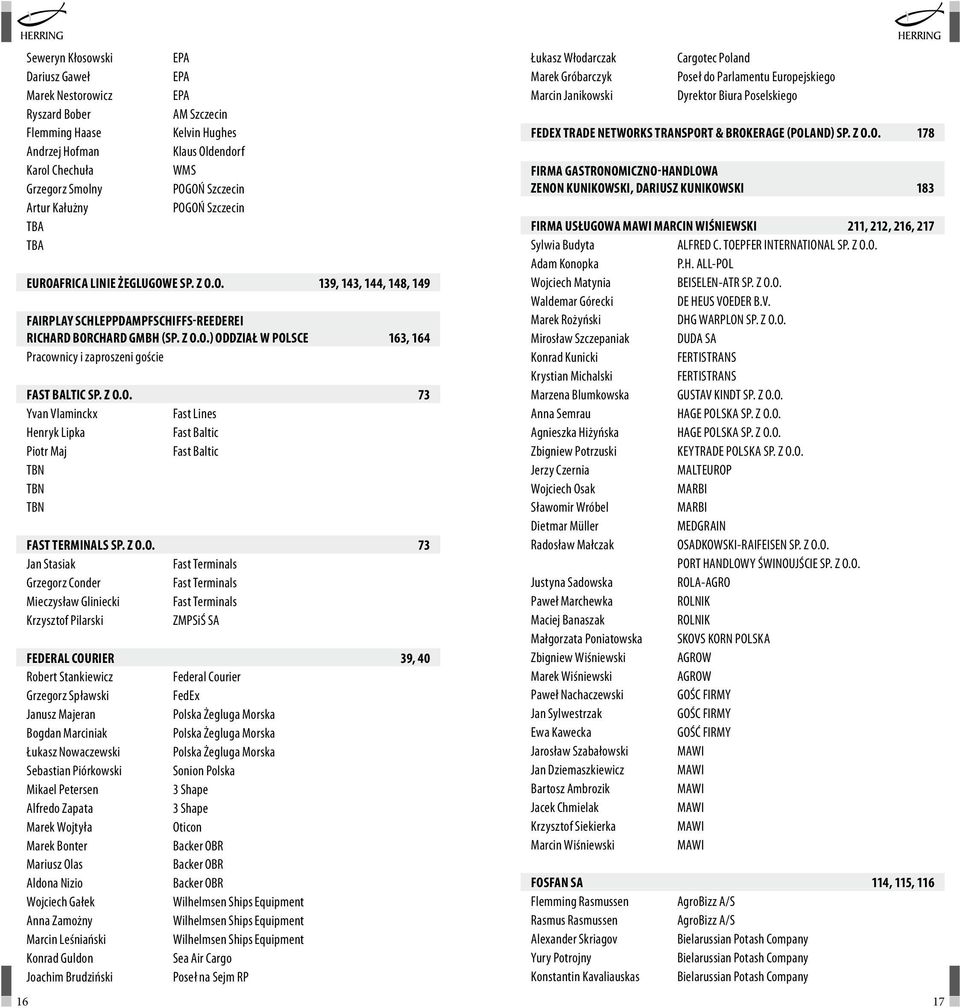 Z O.O. 73 Yvan Vlaminckx Fast Lines Henryk Lipka Fast Baltic Piotr Maj Fast Baltic FAST TERMINALS SP. Z O.O. 73 Jan Stasiak Fast Terminals Grzegorz Conder Fast Terminals Mieczysław Gliniecki Fast