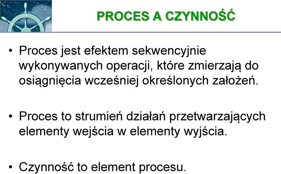 wcześniej określonych założeń.