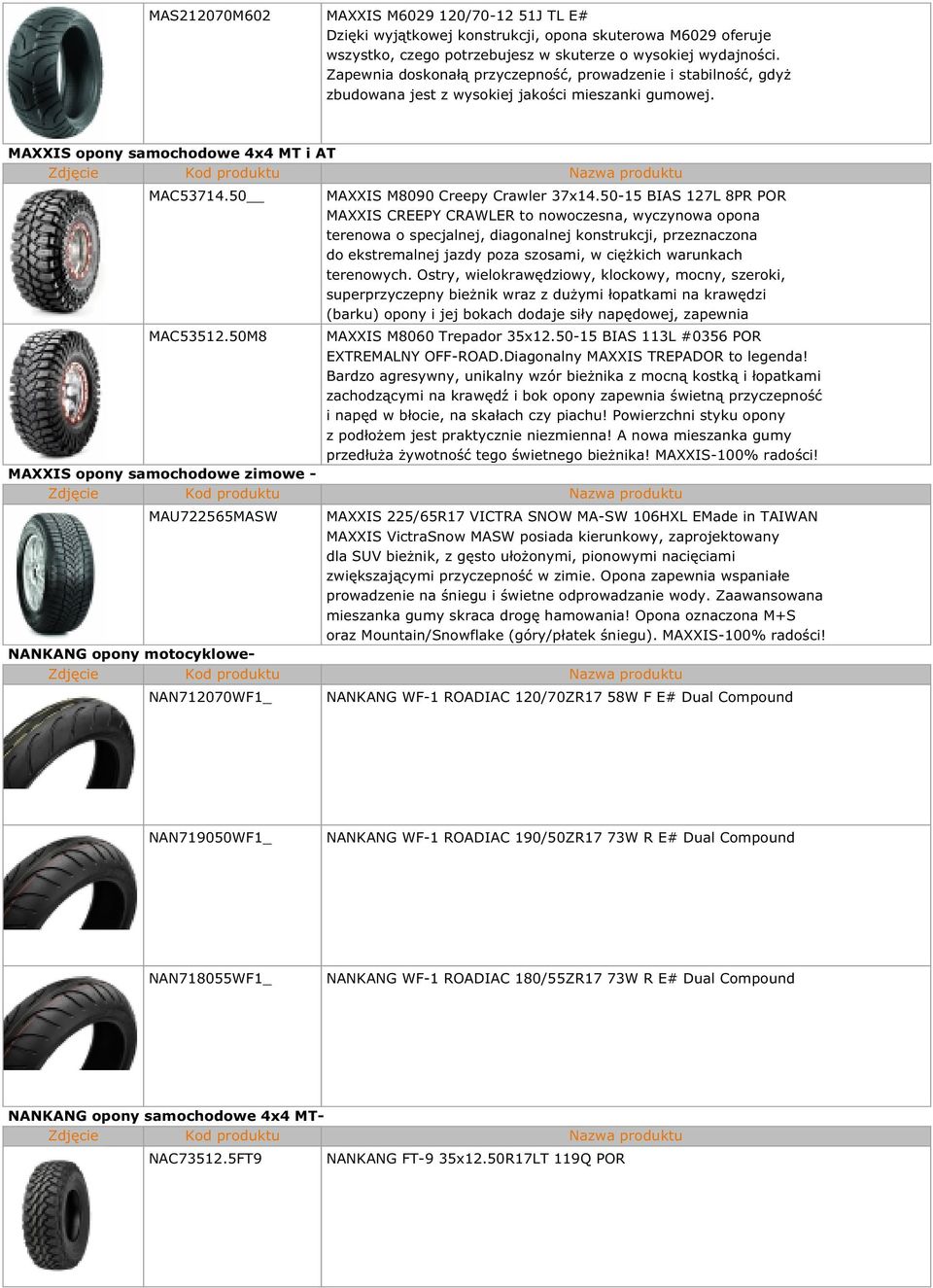 50-15 BIAS 127L 8PR POR MAXXIS CREEPY CRAWLER to nowoczesna, wyczynowa opona terenowa o specjalnej, diagonalnej konstrukcji, przeznaczona do ekstremalnej jazdy poza szosami, w ciężkich warunkach