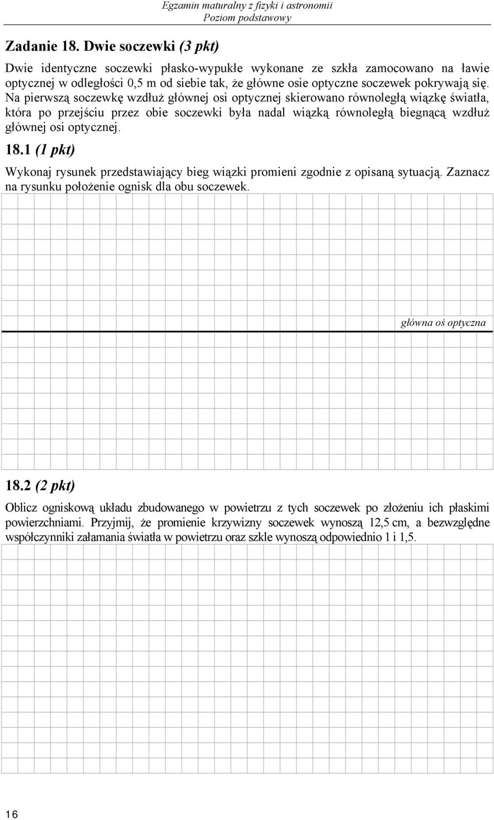 tak, że główne osie optyczne soczewek pokrywają się.