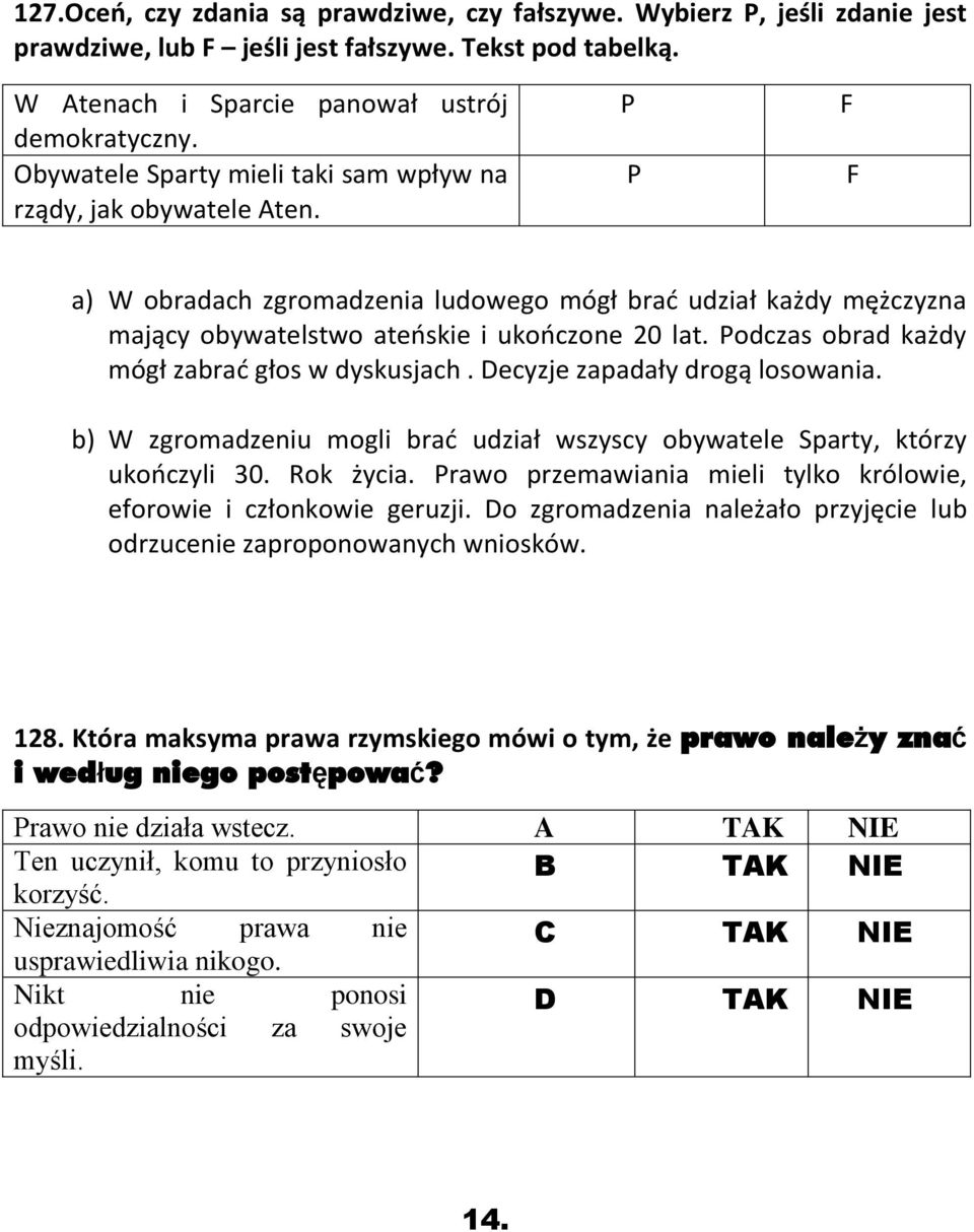 Podczas obrad każdy mógł zabrać głos w dyskusjach. Decyzje zapadały drogą losowania. b) W zgromadzeniu mogli brać udział wszyscy obywatele Sparty, którzy ukończyli 30. Rok życia.