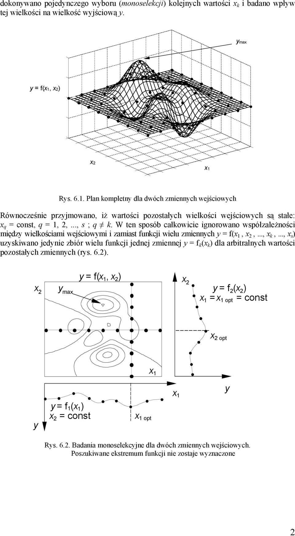 W ten sposób całkowicie ignorowano współzależności między wielkościami wejściowymi i zamiast funkcji wielu zmiennych y = f(x, x,..., x k,.