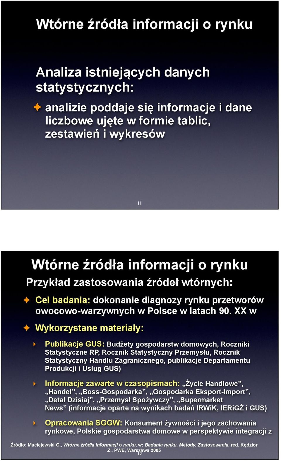 XX w Wykorzystane materiały: Publikacje GUS: Budżety gospodarstw domowych, Roczniki Statystyczne RP, Rocznik Statystyczny Przemysłu, Rocznik Statystyczny Handlu Zagranicznego, publikacje Departamentu