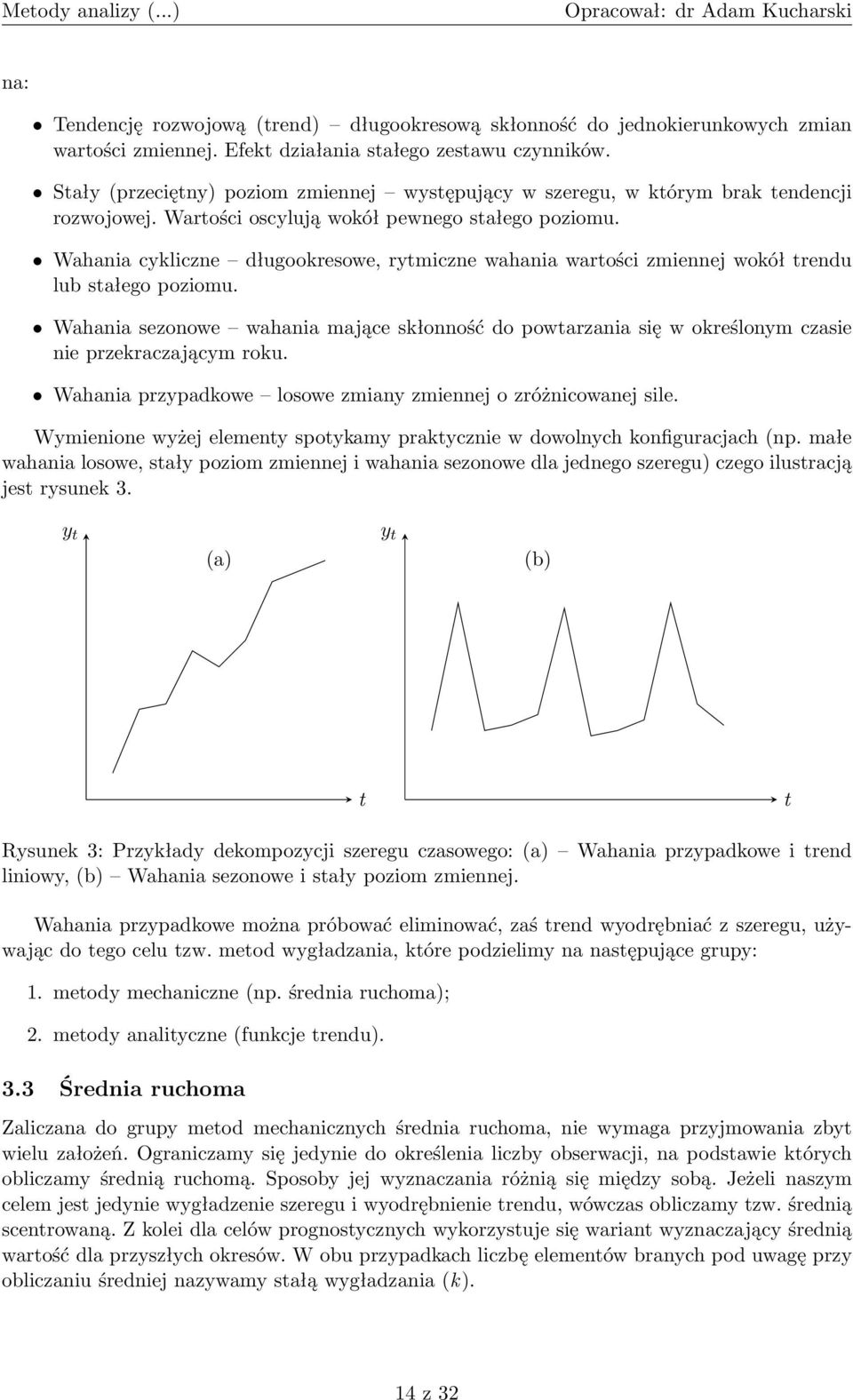 Wahania cykliczne długookresowe, rytmiczne wahania wartości zmiennej wokół trendu lub stałego poziomu.