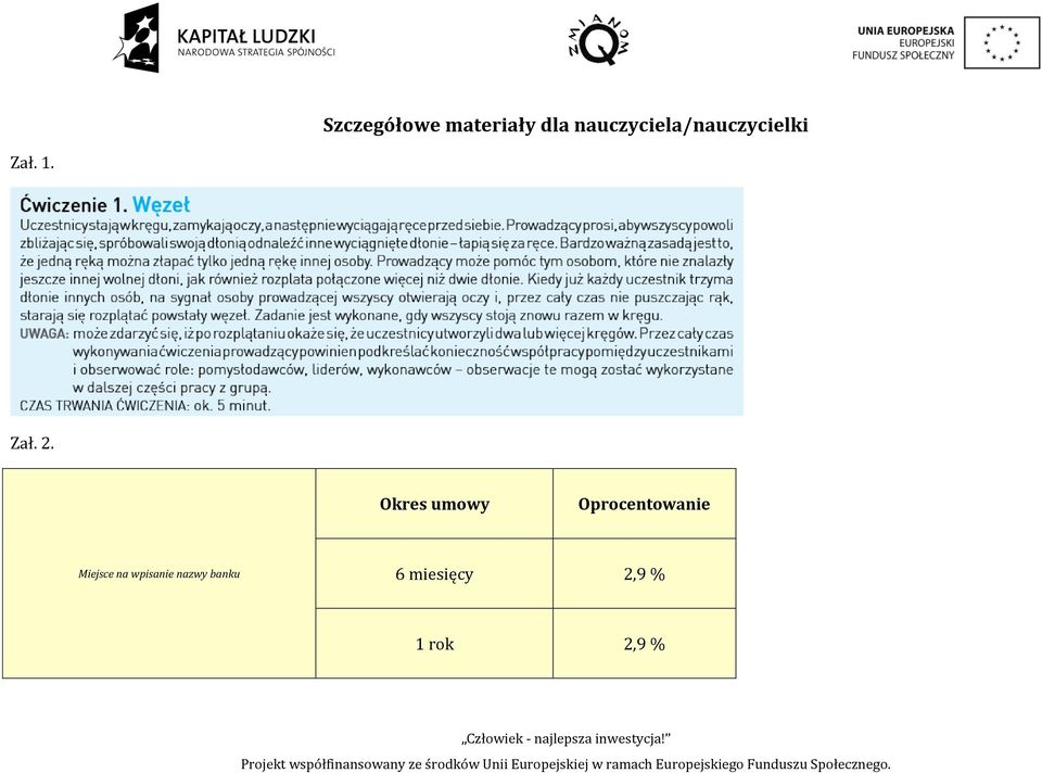 Okres umowy Oprocentowanie Miejsce na