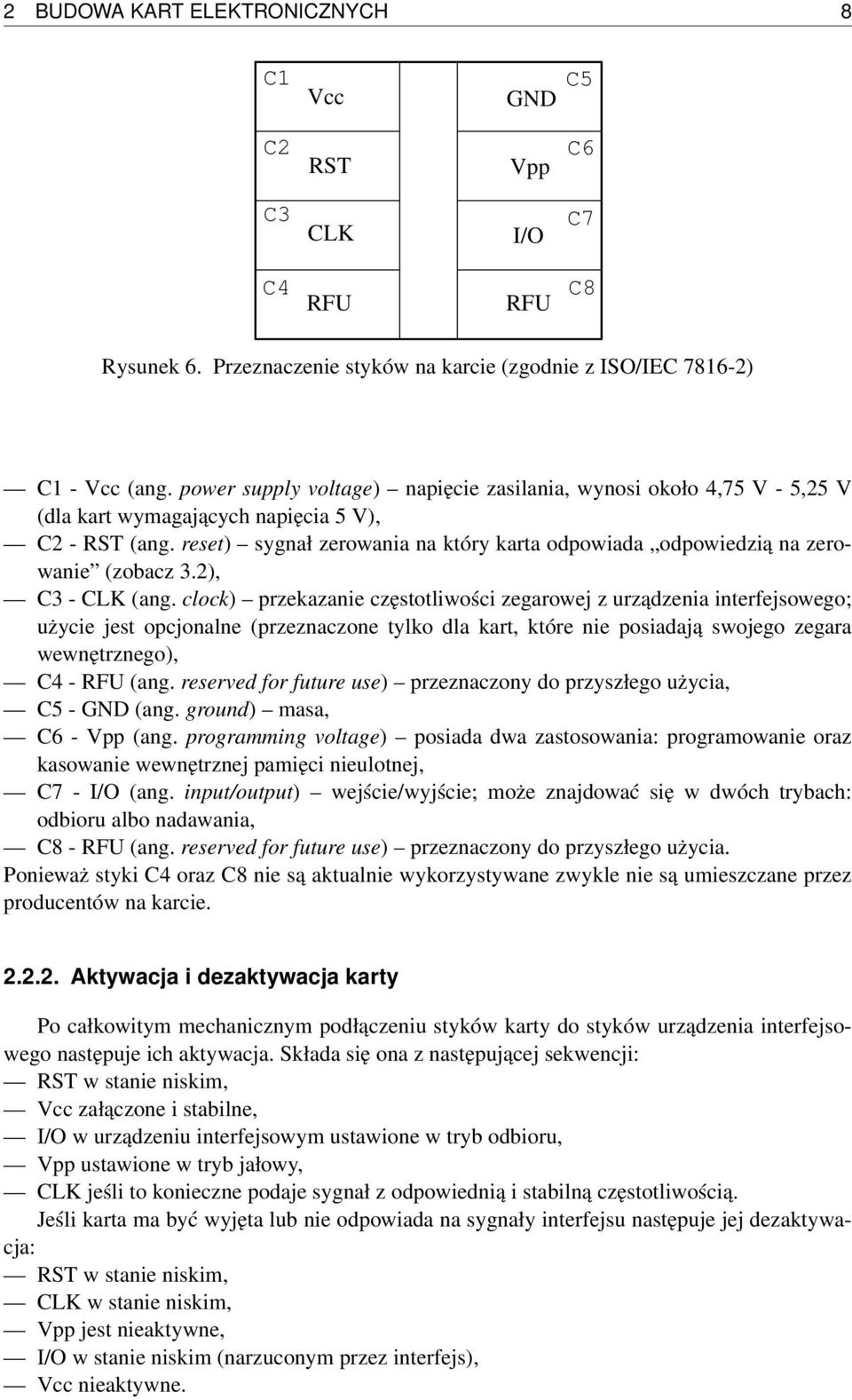 reset) sygnał zerowania na który karta odpowiada odpowiedzią na zerowanie (zobacz 3.2), C3 - CLK (ang.