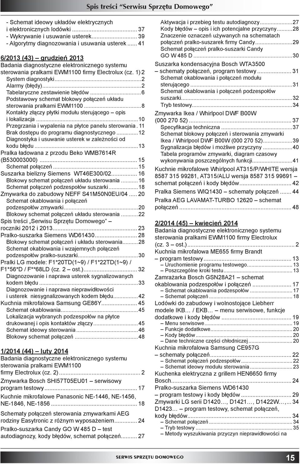 ..2 Tabelaryczne zestawienie błędów...6 Podstawowy schemat blokowy połączeń układu sterowania pralkami EWM1100...8 Kontakty złączy płytki modułu sterującego opis i lokalizacja.