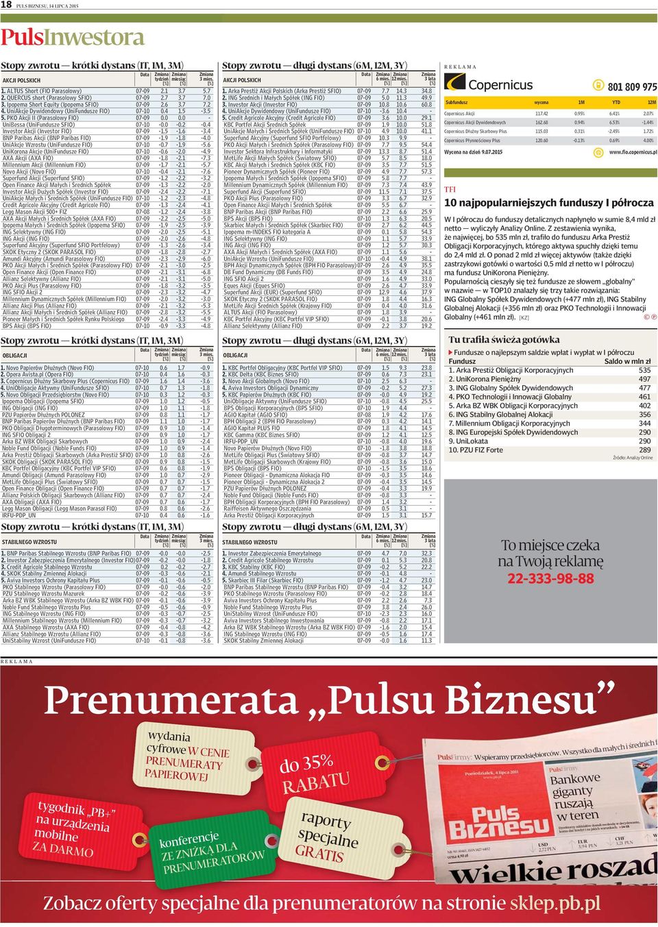 Aviva Investors Ochrony Kapitału Plus 07-09 -0.1-0.6-0.5 PKO Stabilnego Wzrostu (Parasolowy FIO) 07-09 -0.0-0.6-2.0 PZU Stabilnego Wzrostu Mazurek 07-09 -0.2-0.6-3.