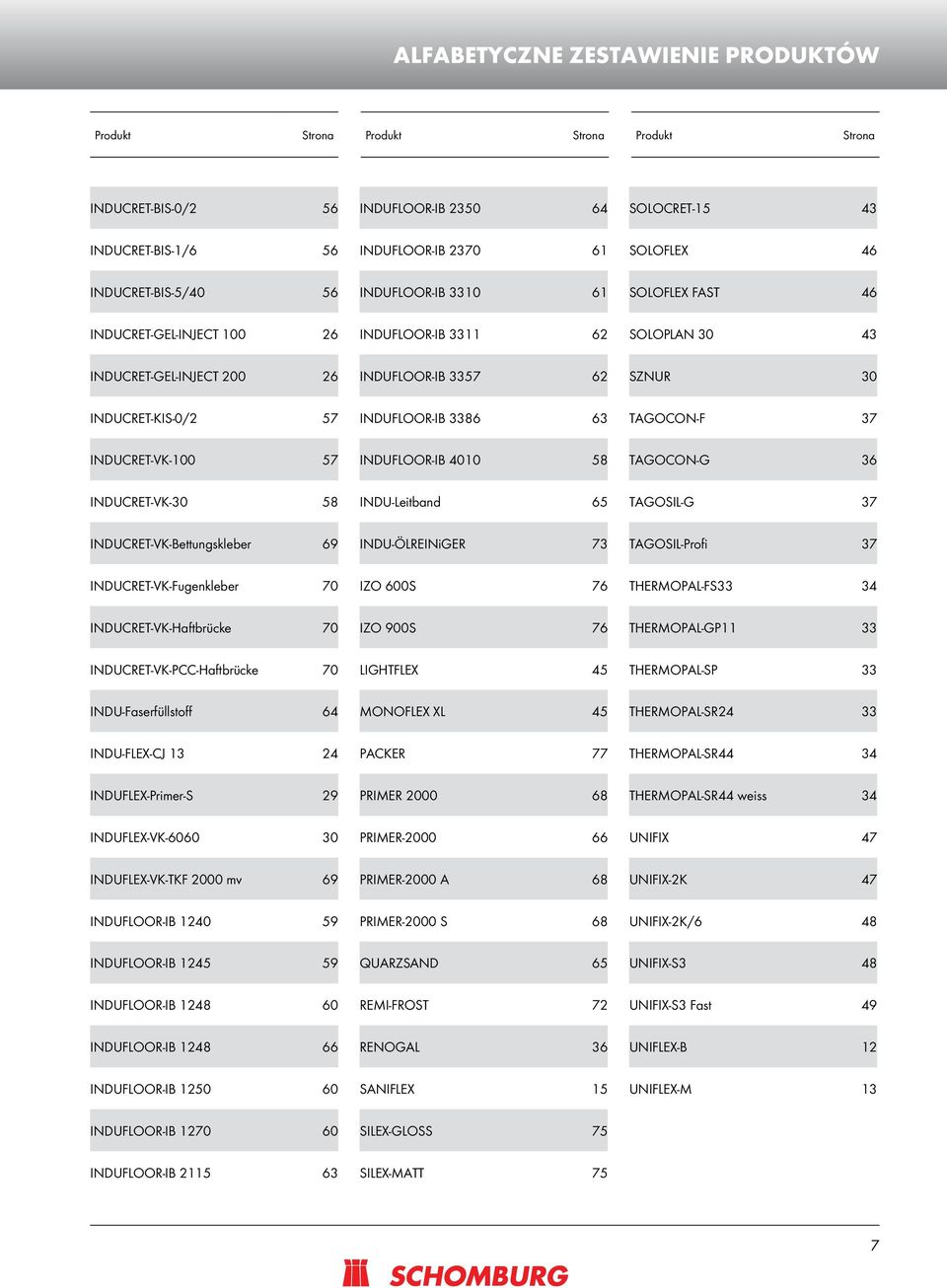 INDUFLOOR-IB 3386 63 TAGOCON-F 37 INDUCRET-VK-100 57 INDUFLOOR-IB 4010 58 TAGOCON-G 36 INDUCRET-VK-30 58 INDU-Leitband 65 TAGOSIL-G 37 INDUCRET-VK-Bettungskleber 69 INDU-ÖLREINiGER 73 TAGOSIL-Profi