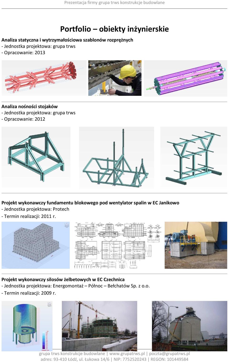 fundamentu blokowego pod wentylator spalin w EC Janikowo - Jednostka projektowa: Protech - Termin realizacji: 2011 r.