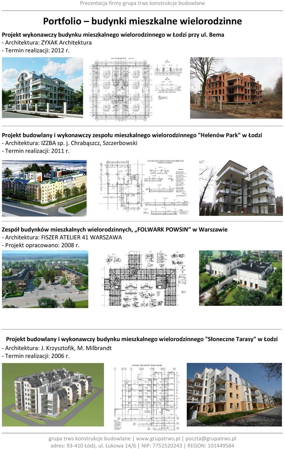 Projekt budowlany i wykonawczy zespołu mieszkalnego wielorodzinnego "Helenów Park" w Łodzi - Architektura: IZZBA sp. j.