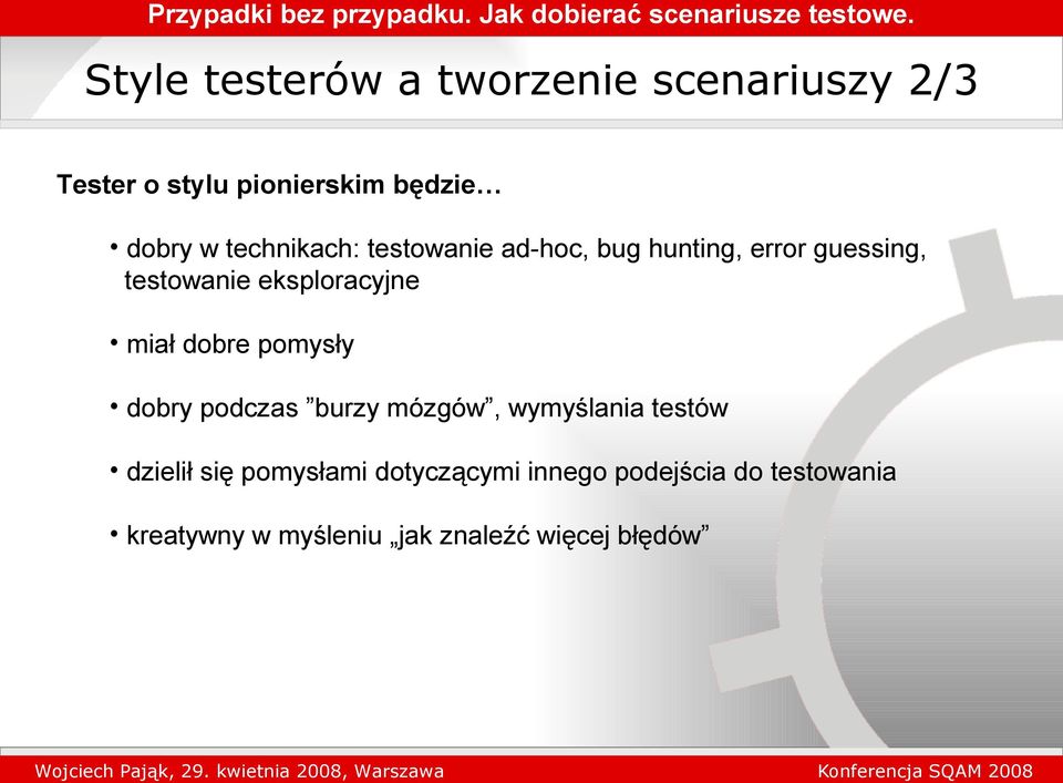 miał dobre pomysły dobry podczas burzy mózgów, wymyślania testów dzielił się pomysłami